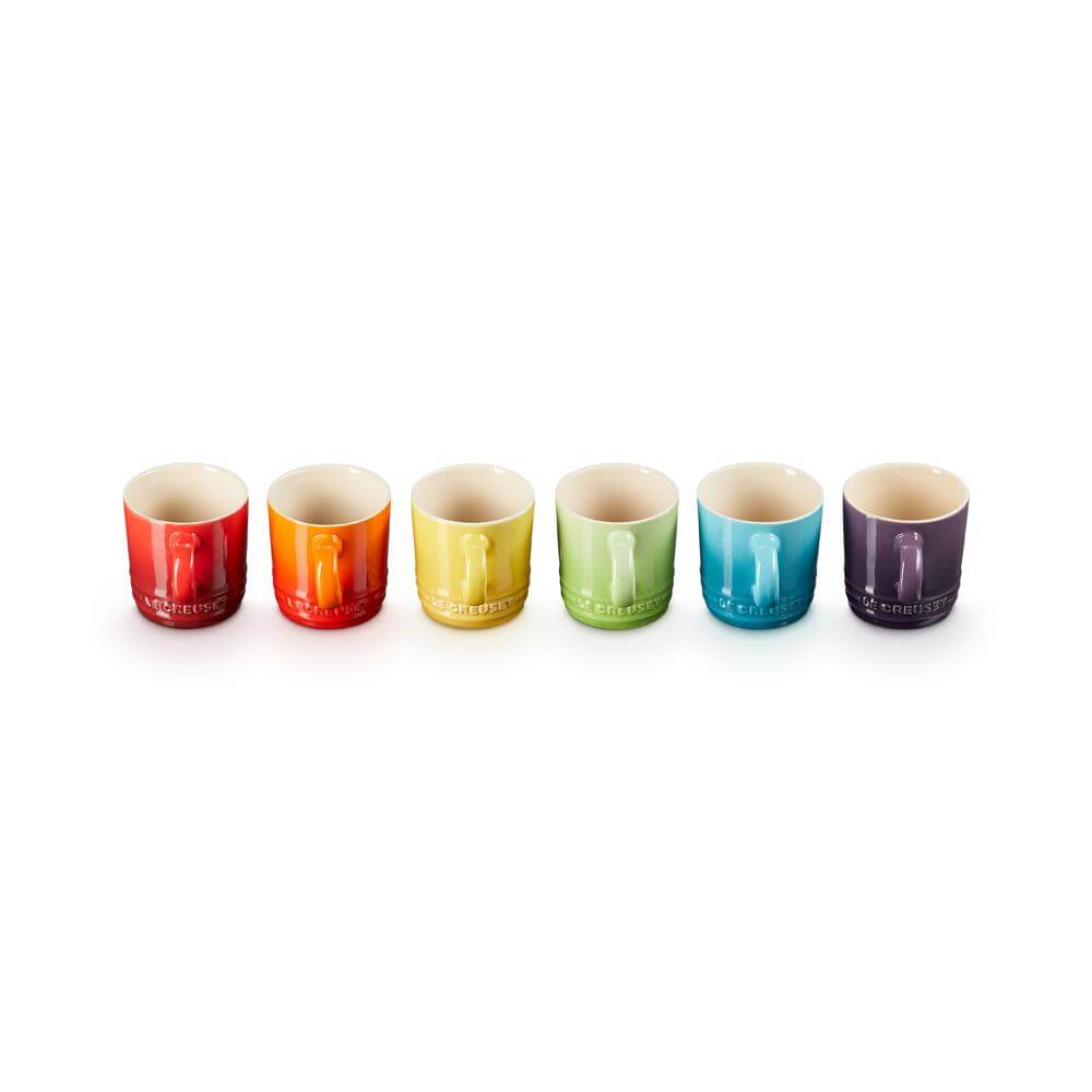 Le Creuset Stoneware Set of 6 Rainbow Espresso Mugs 100ml